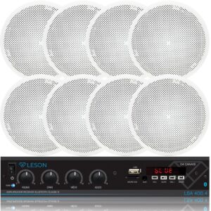 Kit Som Ambiente Amplificador Bluetooth Usb Sd Auxiliar Fm +8 Caixas de Embutir Arandelas Gesso Teto 6 Pol 55W 8 Ohms