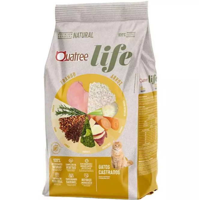 Ra??o Quatree Gatos Castrados 10kg Frango Arroz 1 Ração Quatree Gatos Castrados 10kg Frango Arroz