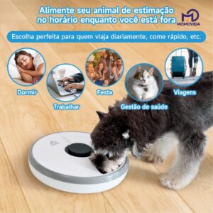 Comedouro Automático Pet Momovida Para Cachorro Cães Gato Programador Refeição Facil Ração 6 Porções