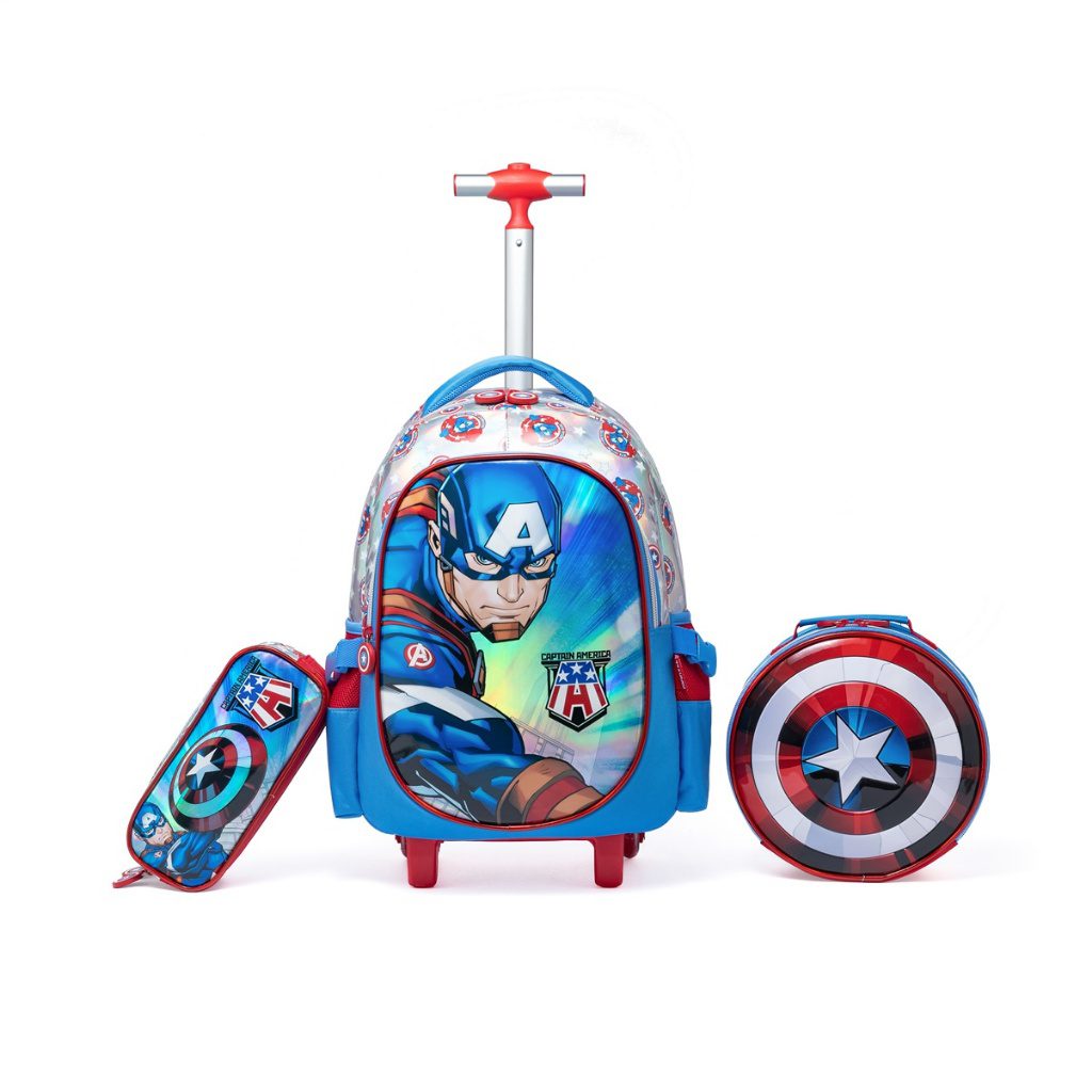 Kit Mochila Rodinhas Capit?o Am?rica Infantil 1 Kit Mochila Rodinhas Capitão América Infantil