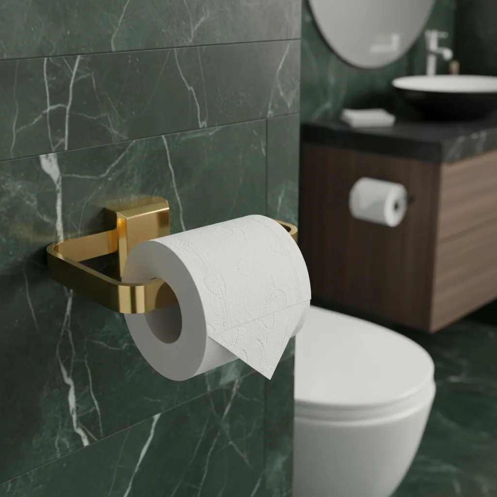 Papeleira Banheiro Alum?nio Dourado Luxo 1 Papeleira Banheiro Alumínio Dourado Luxo