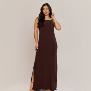 Vestido Longo Viscolycra Fenda Lateral Verão