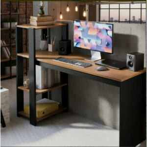 Escrivaninha Industrial Nature Preta - Home Office