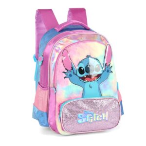 Mochila Stitch Disney Glitter Rosa Fofura