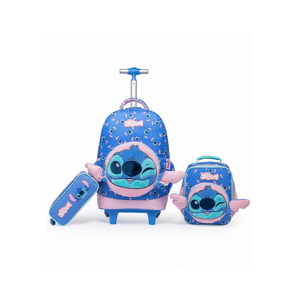 Mochila Rodinha Stitch Disney + Lancheira Estojo 1 Mochila Rodinha Stitch Disney + Lancheira Estojo