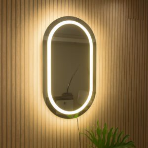 Espelho Oval LED Jateado para Quarto/Banheiro