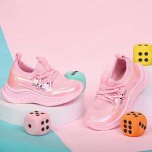 Tênis Infantil Meninas Festa Calce Fácil Casual Super Confortável Boneca Com Bordado Gatinho T004