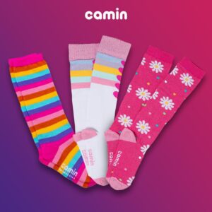 Meias 3/4 Infantil Estampadas Cano Alto