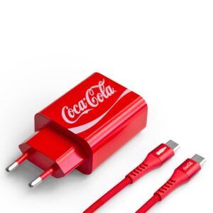 Kit de Carregamento Turbo USB-C 20W Vermelho | PD Charger Coca-Cola