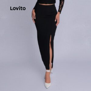 Saia Longa Lisa Preta Casual Feminina