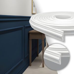 Boiserie Eva Autocolante Flexível Moldura Branco 5m 2,8cm Roda Meio Parede Decorativo À Prova DÁgua
