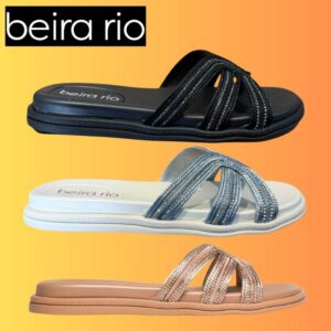 Chinelo Slide Beira Rio Brilho Strass Feminino