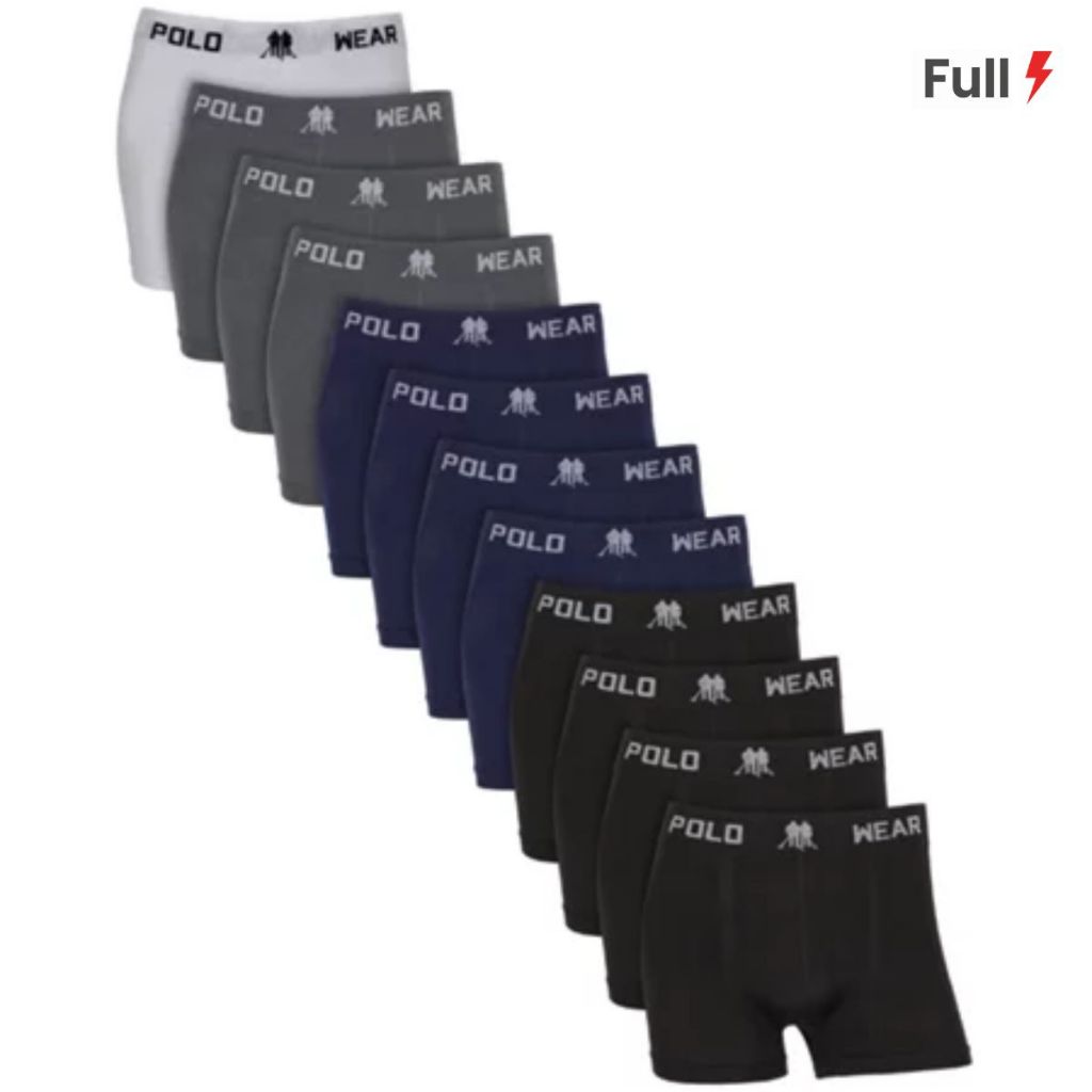 Kit 12 Cuecas Boxer Microfibra Polo Wear 1 Kit 12 Cuecas Boxer Microfibra Polo Wear