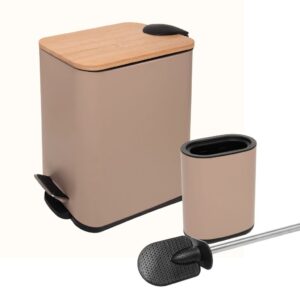 Lixeira com Pedal Bambu 5L + Escova