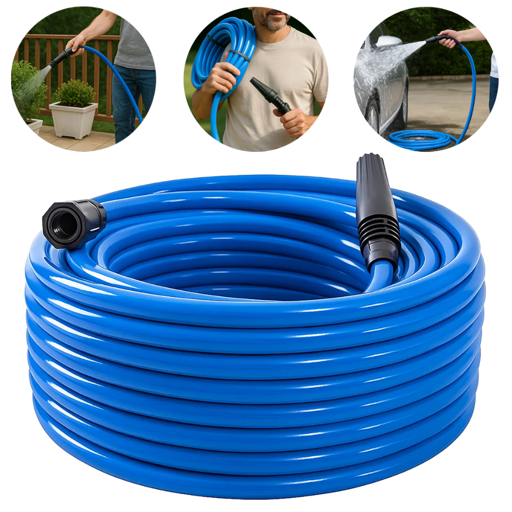 Mangueira Silicone Flex?vel 7/16 com Esguicho - Jardim e Casa 1 Mangueira Silicone 7/16 Super Flexível com Engate e Esguicho Alta Resistência para Jardim e Casa