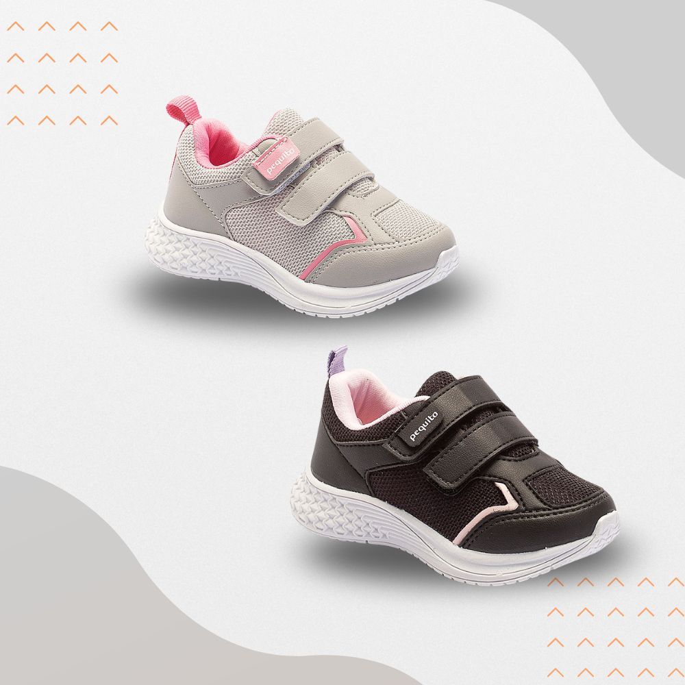 T?nis Infantil Menina Casual Preto Rosa 1 Tênis Infantil Menina Casual Preto Rosa