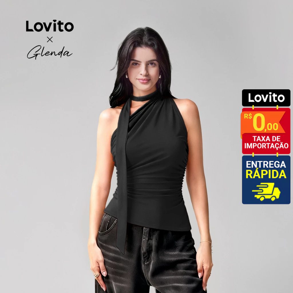 Blusa Casual Lisa Amarrada Ombro Fora 1 Blusa Casual Lisa Amarrada Ombro Fora