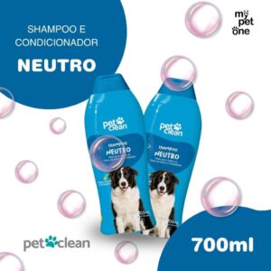 Kit 2 Shampoo Neutro 700ml P/ Cães e Gatos - Pet Clean