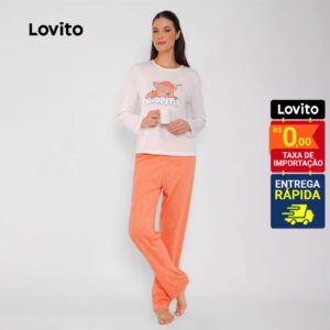 Pijama Feminino Manga Longa Estampa Nuvem