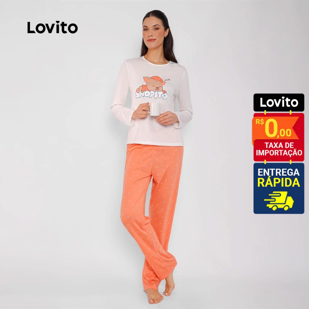 Pijama Feminino Manga Longa Estampa Nuvem 1 Pijama Feminino Manga Longa Estampa Nuvem