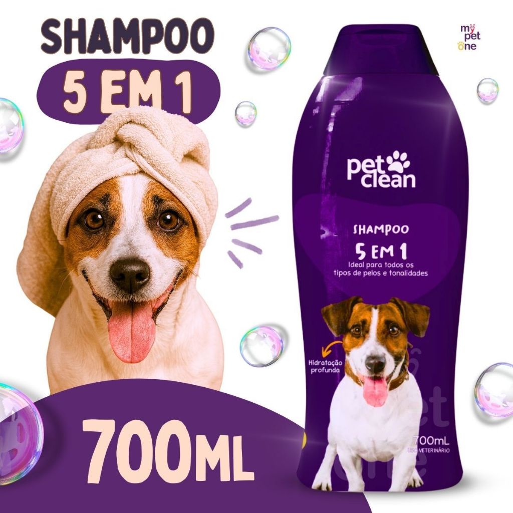 Shampoo 5 em 1 Pet Clean Cães e Gatos 700ml 1 Shampoo 5 em 1 para Cães e Gatos 700ml - Pet Clean