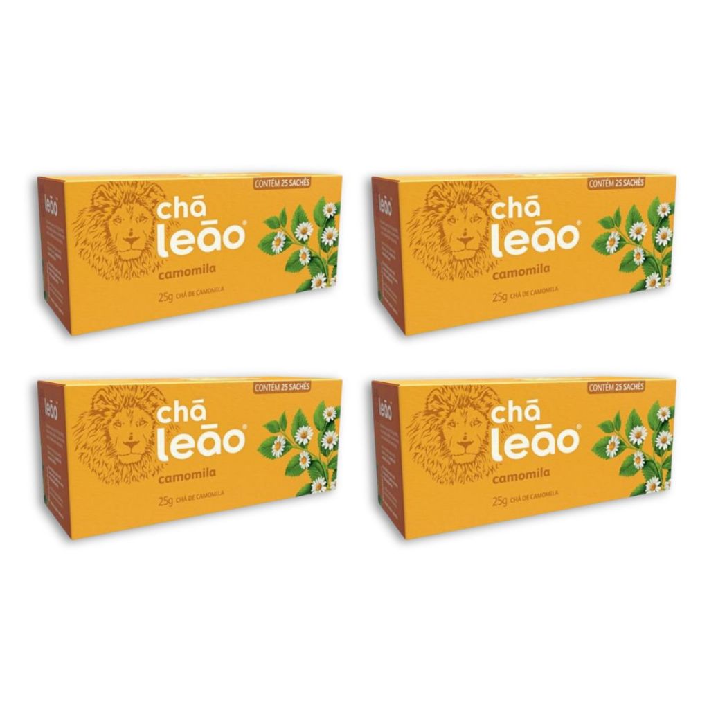 Kit 4 Ch? Camomila Le?o 25 Sach?s 1 Kit 4 Caixa De 25 Sachês Chá Camomila Leão