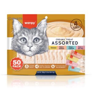 Truly Wanpy Petisco Creamy para Gatos Sabores Sortidos Pote 50 Tubos 700g