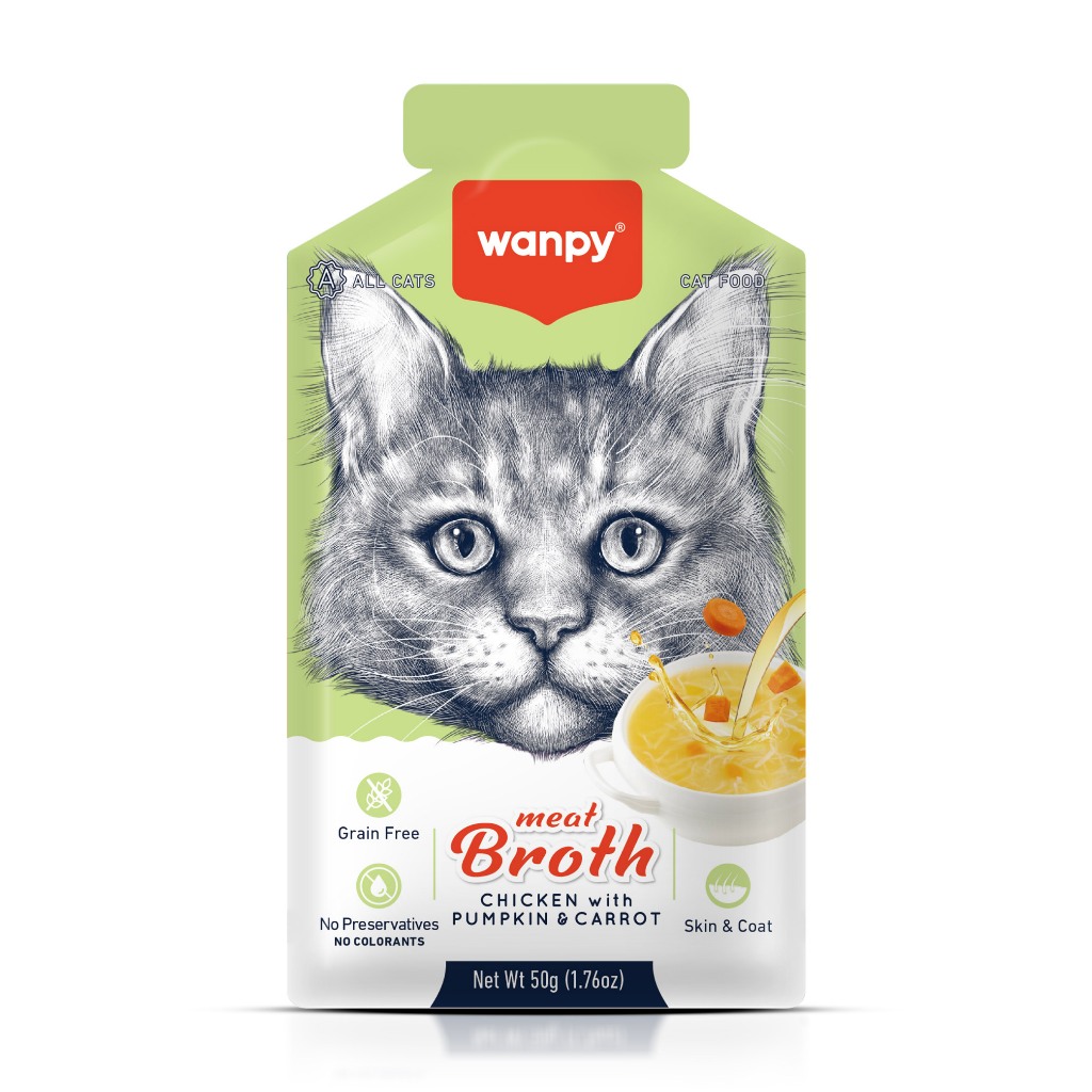 Sopa para Gatos Wanpy Frango Ab?bora Cenoura 50g 1 Truly Wanpy Petisco Sopa para Gatos Sabor Frango, Abóbora e Cenoura 50g