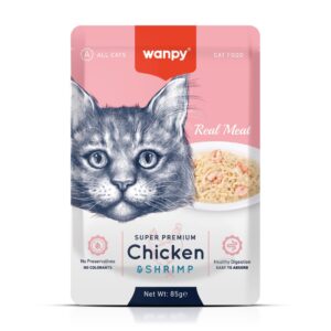 Truly Wanpy Petisco Sachê para Gatos Sabor Frango e Camarão 85g