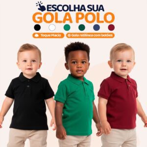 Camisa Polo Infantil Algodão – Diversas Cores