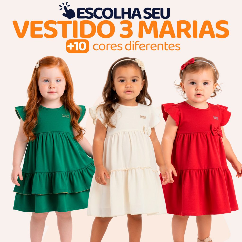 Vestido Infantil Algod?o 100% - 3 Marias 1 Vestido Infantil Algodão 100% - 3 Marias