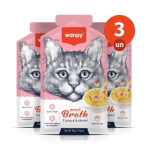 Kit 3 Wanpy Sopa Gatos Atum Camarão 50g