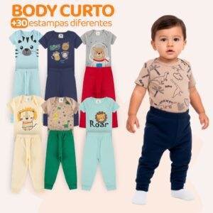 Kit 4 Body + Calça Mijão Bebê Menino Algodão