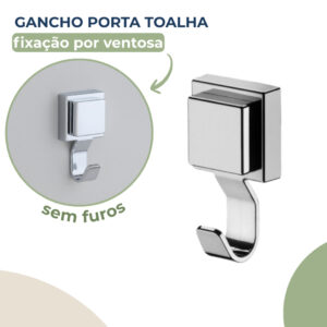Gancho De Parede Cabide Suporte Porta Toalha Banho Rosto Banheiro Cromado Ventosa Sem Furo