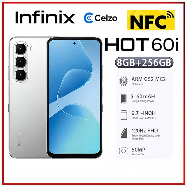 Smartphone Infinix Hot 60i 4G NFC 256GB Prata