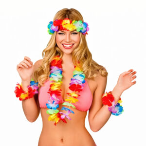 Kit Acessórios Havaianos - Colar, Tiara e Pulseiras