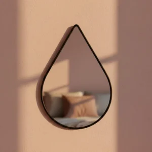 Espelho Orgânico Retrô Couro 64x44cm Preto/Caramelo