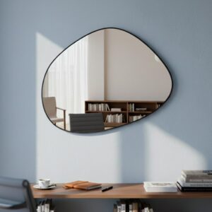 Espelho Orgânico Moderno 64x44cm Couro