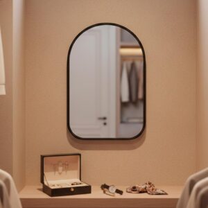 Espelho Decorativo Retrô Orgânico 64x44cm Couro