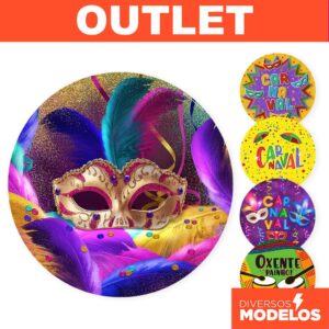 Painel Redondo Carnaval em tecido 1,50m com Elástico para Festas - OUTLET