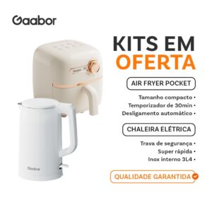 Air Fryer Gaabor 1,4L + Chaleira Elétrica 1,7L