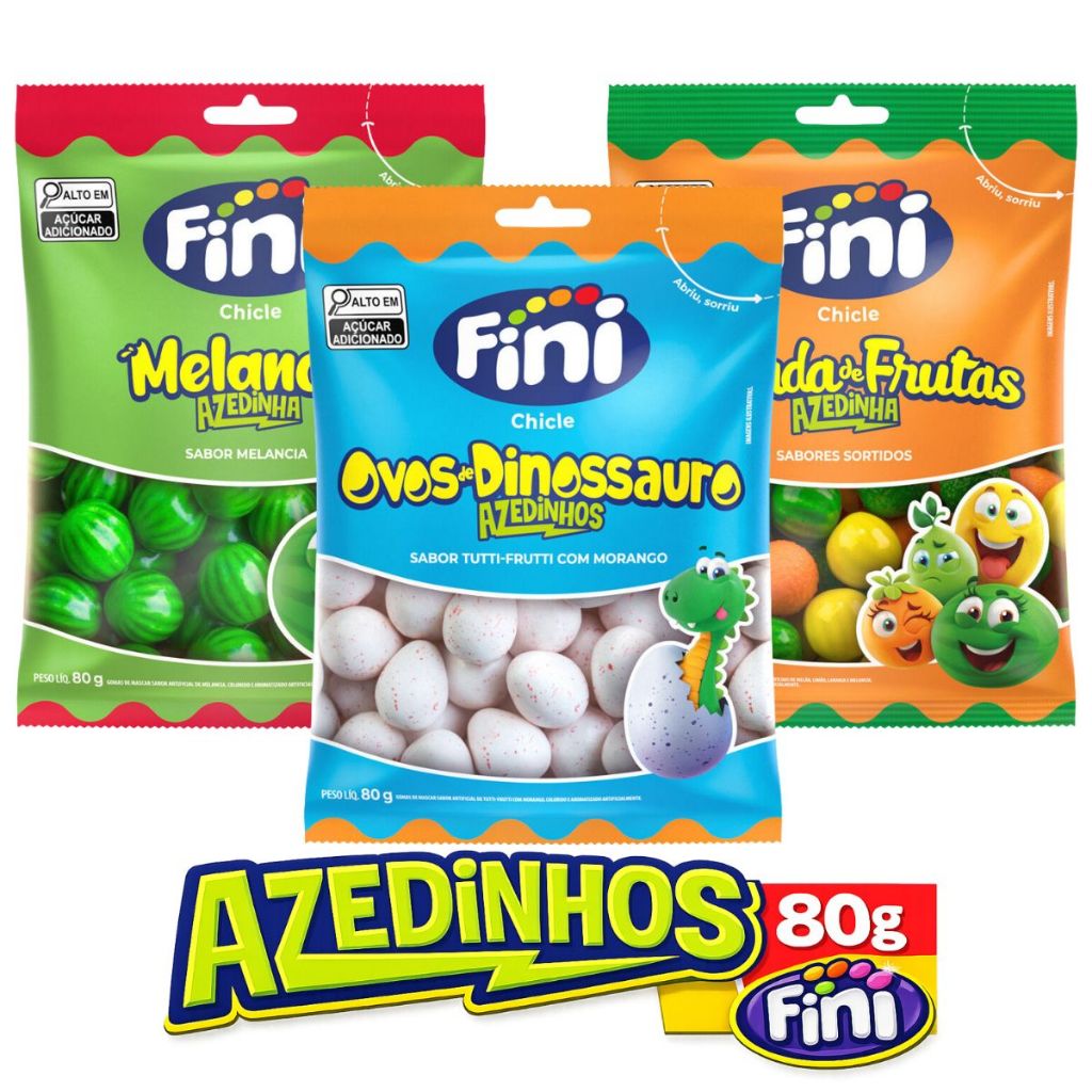 Balas Chicle Azedinhos Fini 80g - V?rios Sabores 1 Balas Chicle Azedinhos 80g Fini | Escolha o sabor