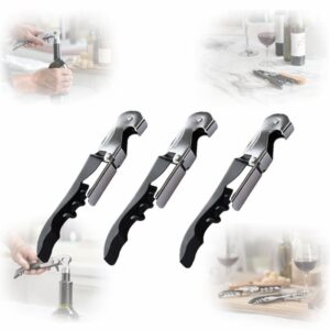 Kit 3 Abridores Vinho Aço Inox 3 em 1