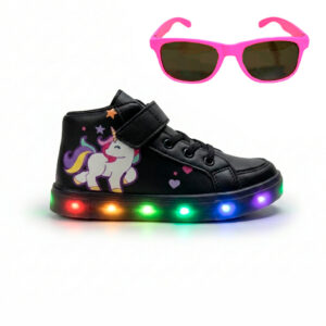 Tênis Infantil Unicórnio LED + Óculos