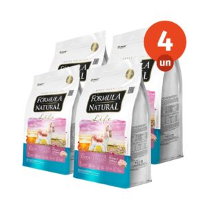 Kit 4 Ração Fórmula Natural Life Cães Adultos Porte Mini e Pequeno 2,5kg Adimax Total de 10kg