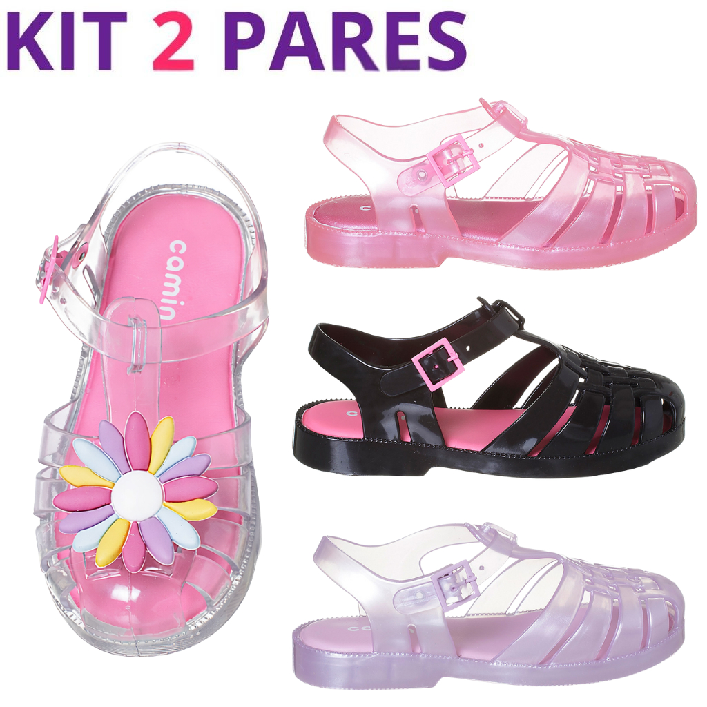 Sand?lia Aranha Infantil PVC Confort?vel - 2 Pares 1 Kit 2 Pares Sandália Aranha Infantil Menina Confortável Criança Camin