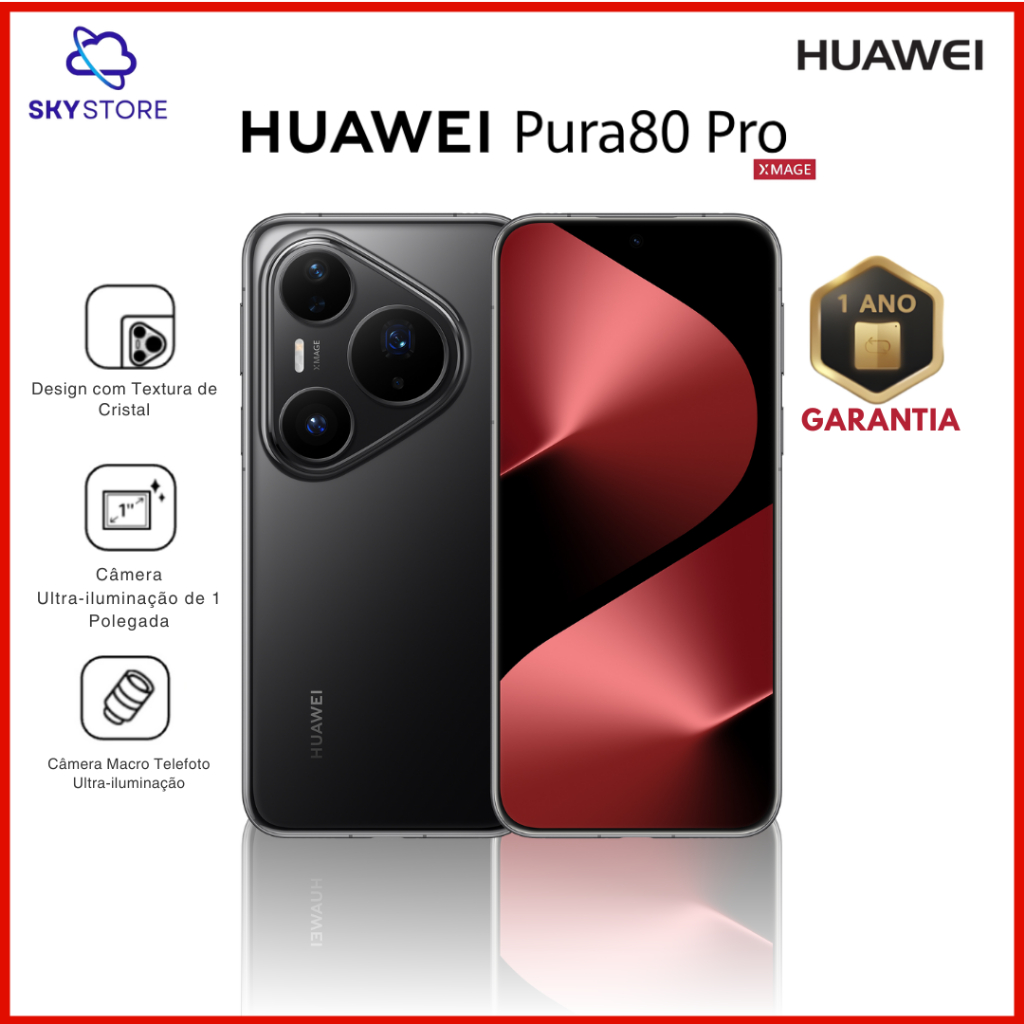 Huawei Pura 80 Pro 512GB 12GB C?mera 50MP 1 Huawei Pura 80 Pro 512GB 12GB Câmera 50MP