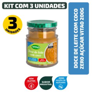 Kit Doce De Leite Com Coco Zero Açúcar Vitao 200G - 3 Unidades