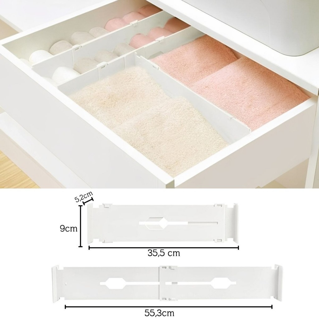 Divis?rias Ajust?veis Gaveta - Kit 8 Branco 1 Divisórias Ajustáveis Gaveta - Kit 8 Branco