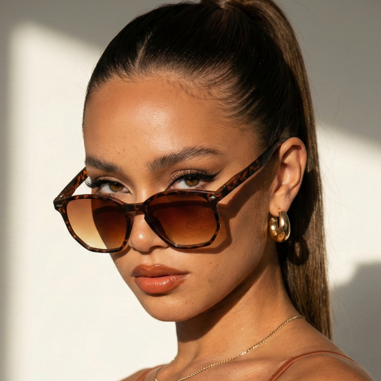 ?culos de Sol Hexagonal Premium Feminino 1 Oculos de Sol Hexagonal Tartaruga Original Premium Blogueira Tendencia Classico uv400 Feminino